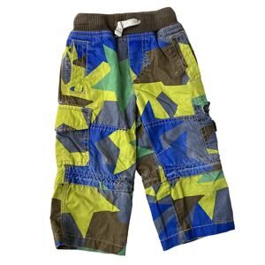 Mini Boden Star Zip Off Techno Pants - Yellow Blue Green Brown Grey - 1.5Y